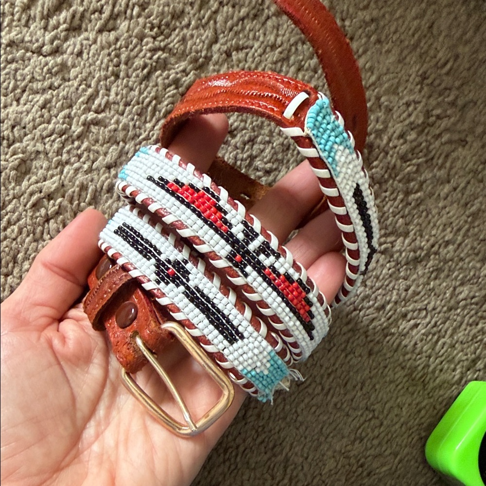 Leather native belt